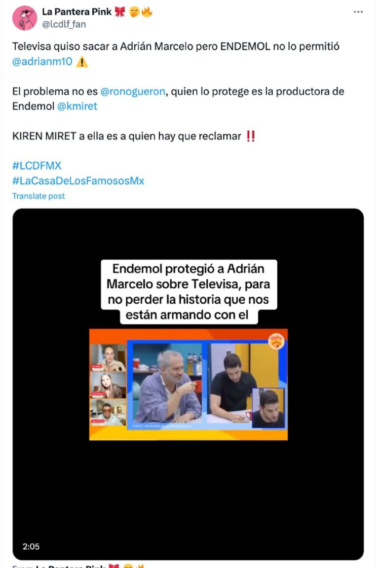 aseguran que productora de endemol no quiso sacar a adrian marcelo de la casa de los famosos